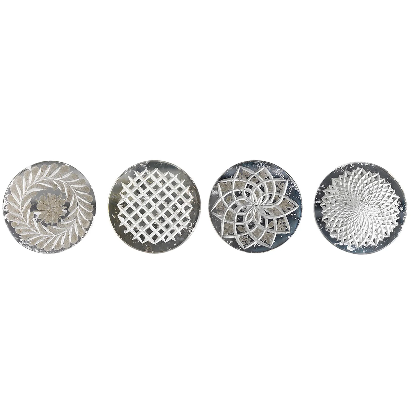 Nkuku Avani Etched Glass Coasters - Antique Silver (Set of 4) Image 1