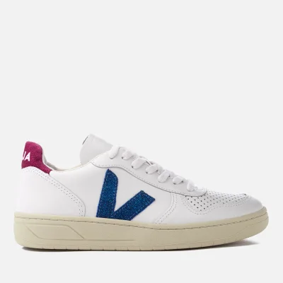 Veja Women's V-10 Leather Trainers - Extra White Neon Magenta