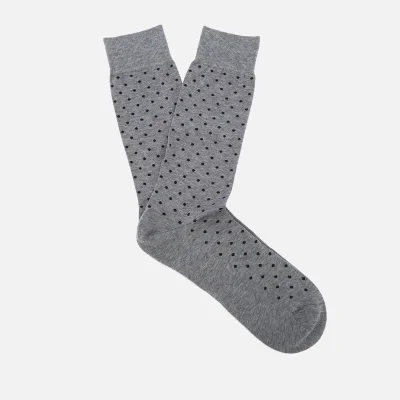 Pantherella Men's Streatham All Over Spot Cotton Socks - Mid Grey