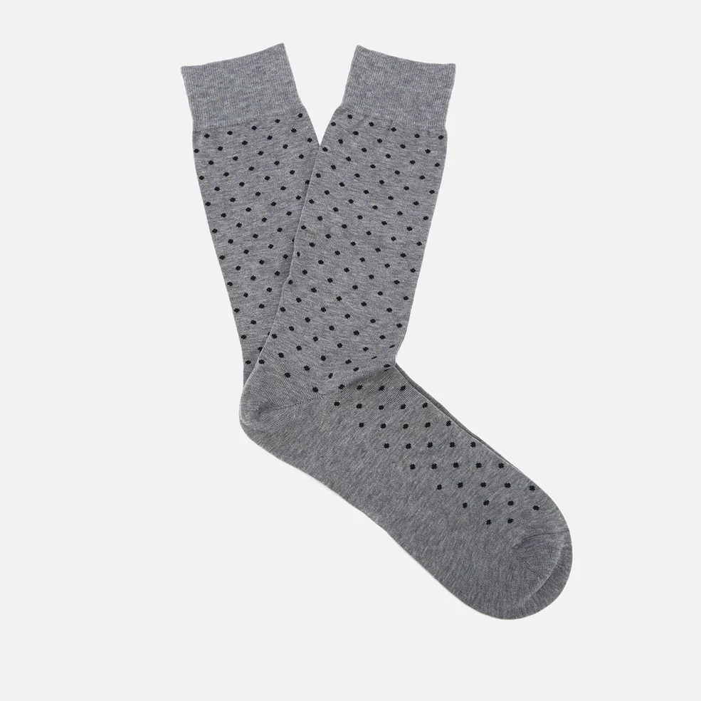 Pantherella Men's Streatham All Over Spot Cotton Socks - Mid Grey Image 1