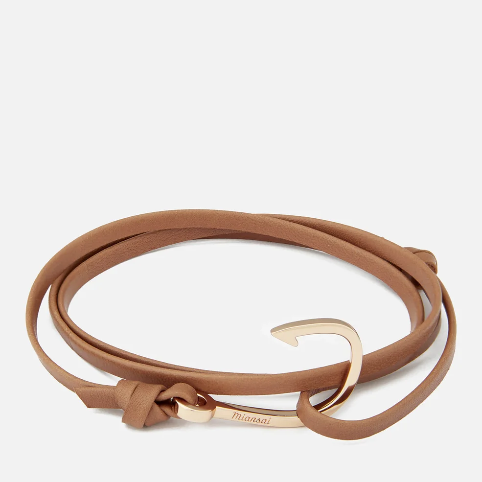 Miansai Men's Leather Bracelet with Rose Hook - Brown Image 1