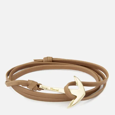 Miansai Men's Leather Bracelet with Gold Anchor - Brown