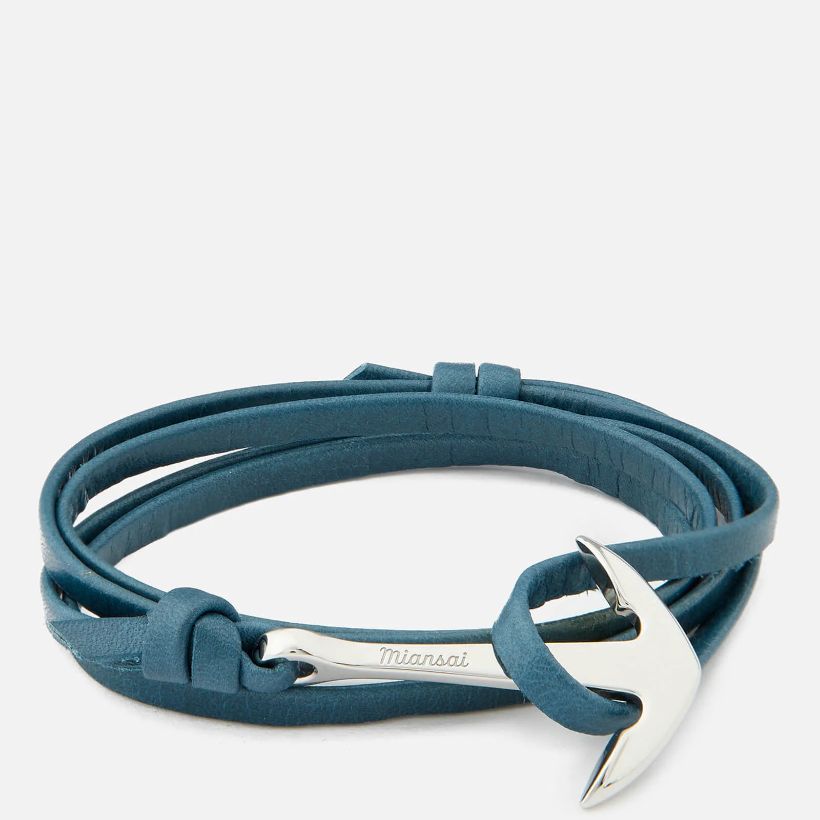 Miansai Men's Leather Bracelet with Silver Anchor - Slate Image 1