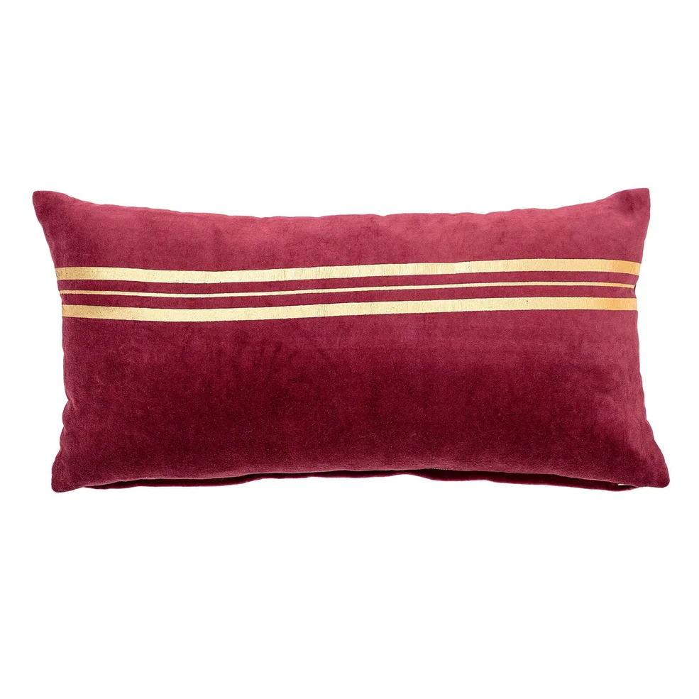 Bloomingville Rectangular Gold Detail Cushion - Red Image 1