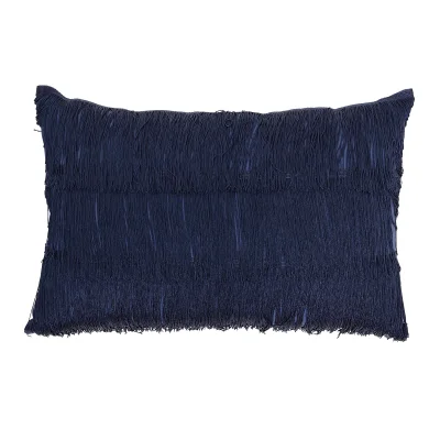 Bloomingville Fringe Detail Cushion - Blue