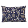 Bloomingville Gold Floral Print Cushion - Blue - Image 1