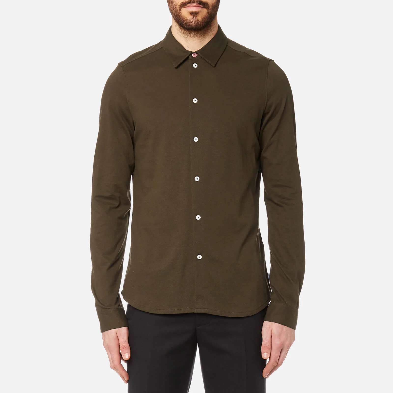 PS Paul Smith Men's Slim Fit Long Sleeve Pique Shirt - Green Image 1