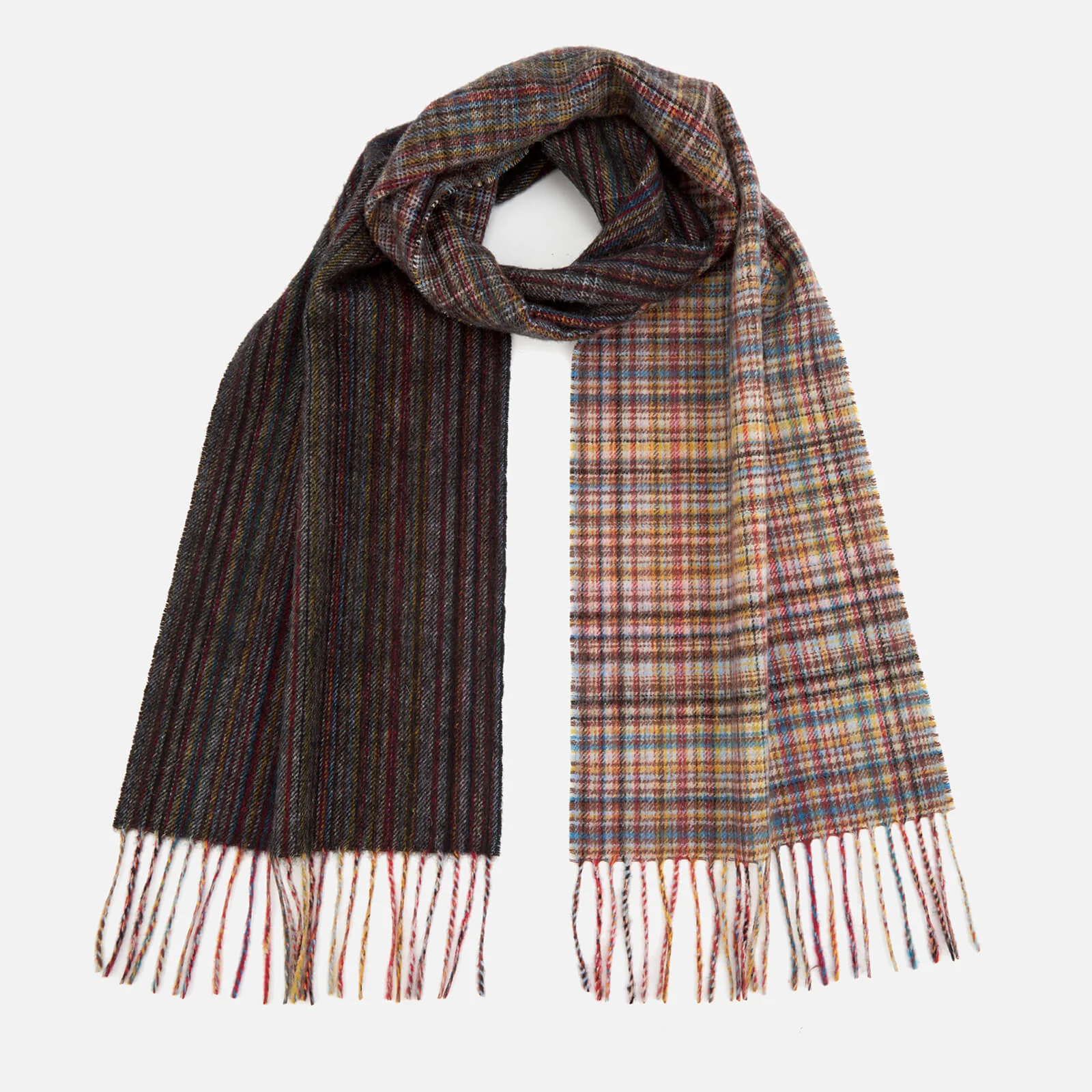 Paul Smith Men's Multistripe Check Wool Scarf - Red Image 1