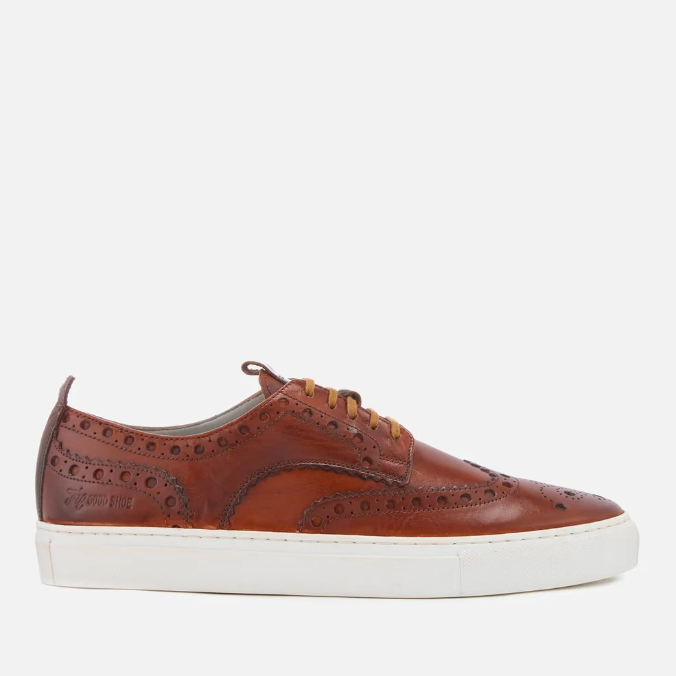 Grenson Men's Sneaker 3 Hand Painted Leather Trainers - Tan Image 1