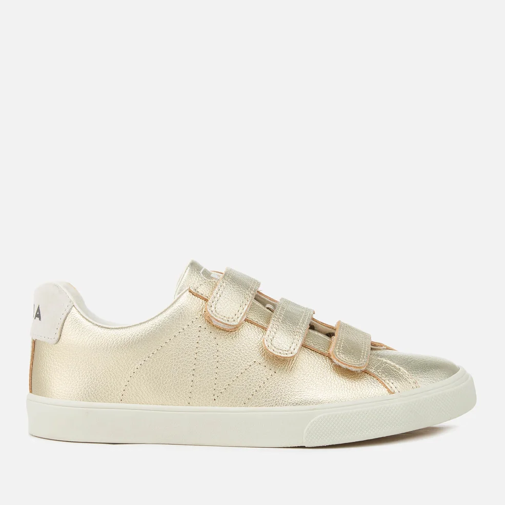 Veja Women's 3 Lock Leather Trainers - Gold Image 1