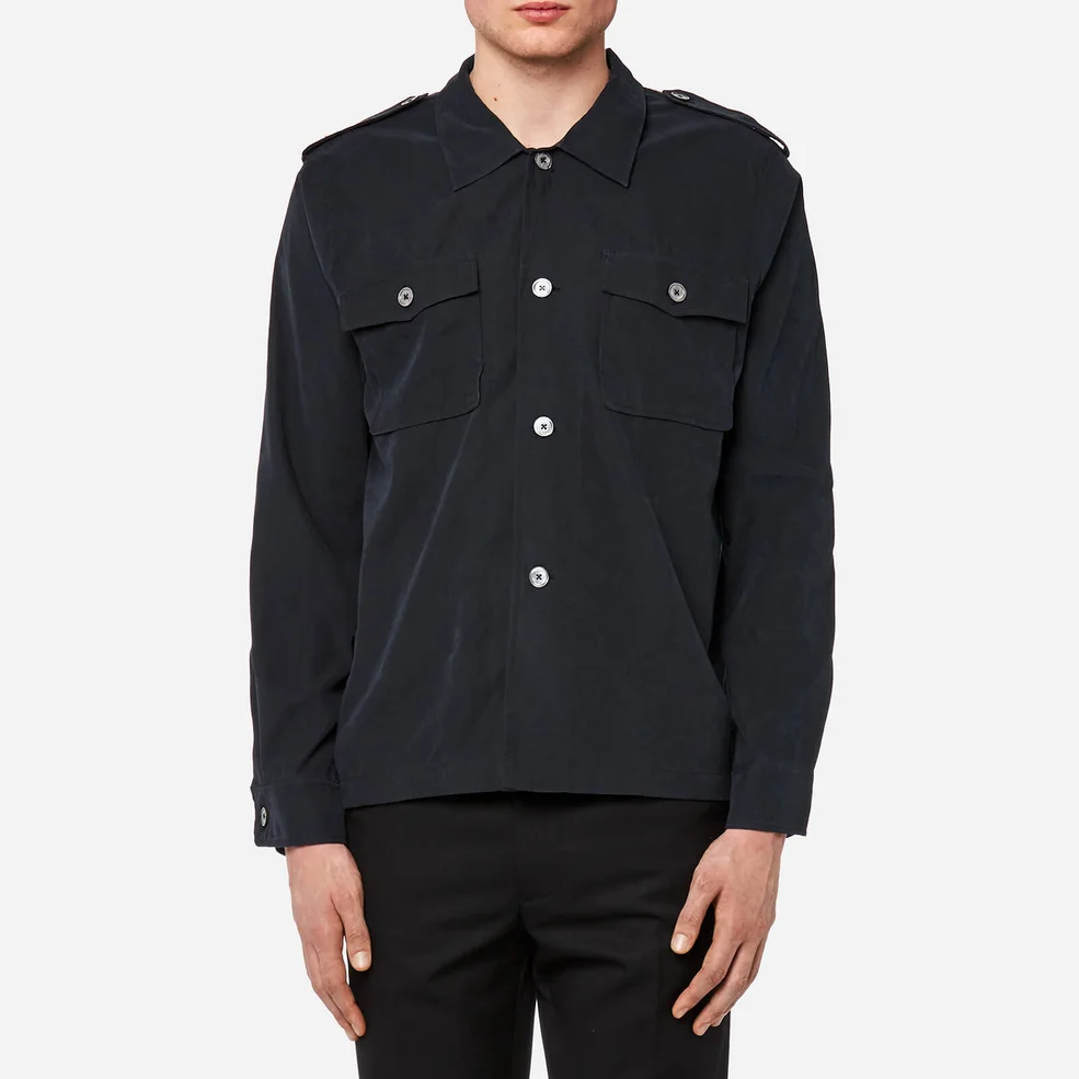 Our Legacy Men's Casual Military Shirt - Black Tech Cupro Image 1