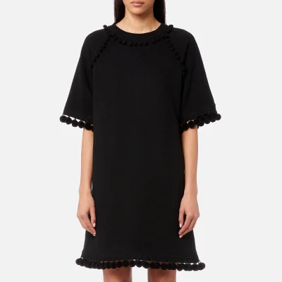 Marc Jacobs Women's Sweatshirt Dress with Pom Poms - Black