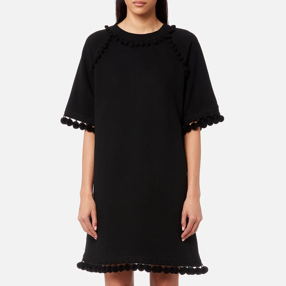 Marc Jacobs Women's Sweatshirt Dress with Pom Poms - Black Image 1