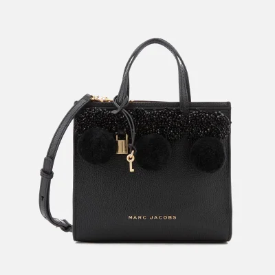 Marc Jacobs Women's Mini Grind Tote Bag with Beads and Pom Poms - Black
