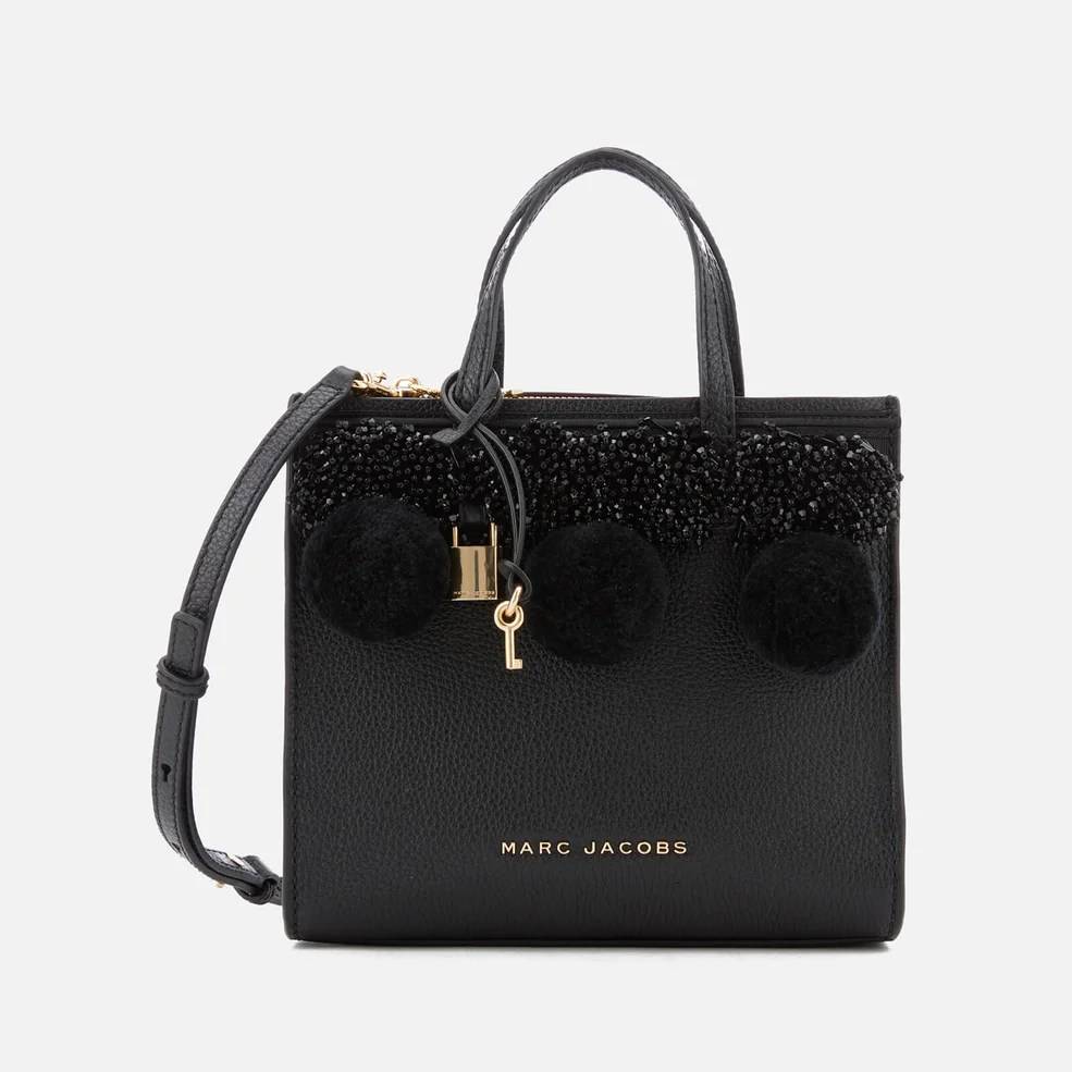 Marc Jacobs Women's Mini Grind Tote Bag with Beads and Pom Poms - Black Image 1