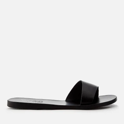 Ancient Greek Sandals Women's Arsinoi Leather Single Strap Slide Sandals - Black
