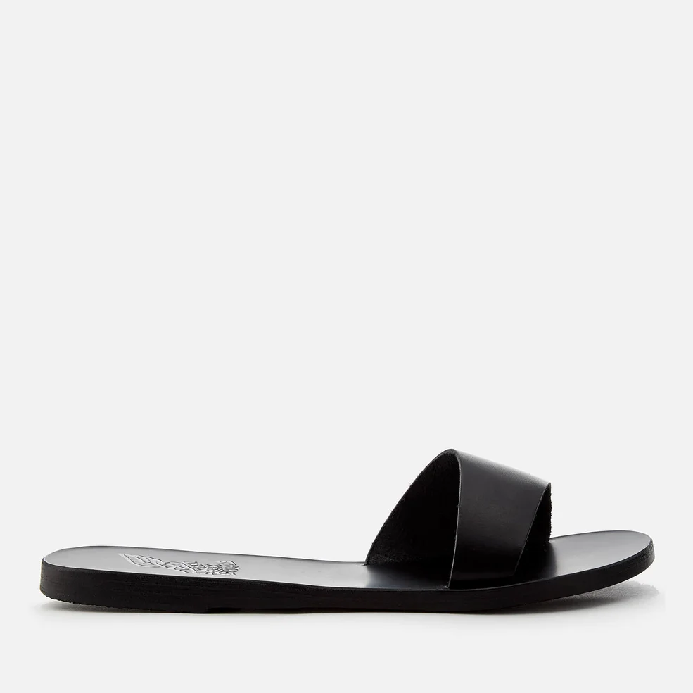 Ancient Greek Sandals Women's Arsinoi Leather Single Strap Slide Sandals - Black Image 1