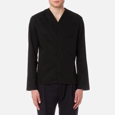 Lemaire Men's V-Neck Collar Shirt - Black