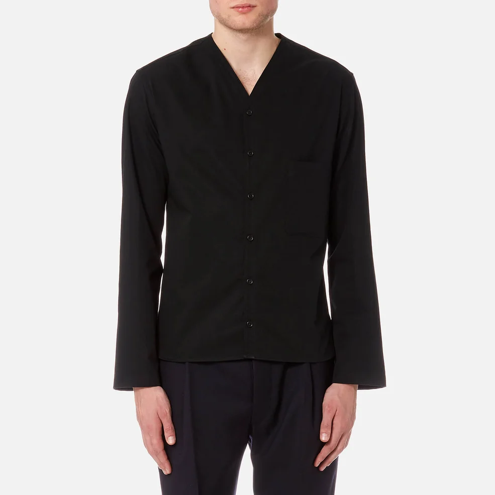 Lemaire Men's V-Neck Collar Shirt - Black Image 1
