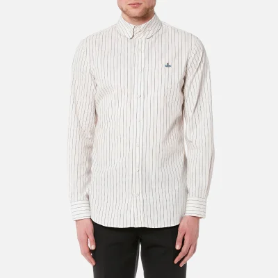 Vivienne Westwood Men's Butcher Stripe 2 Button Krall Shirt - White