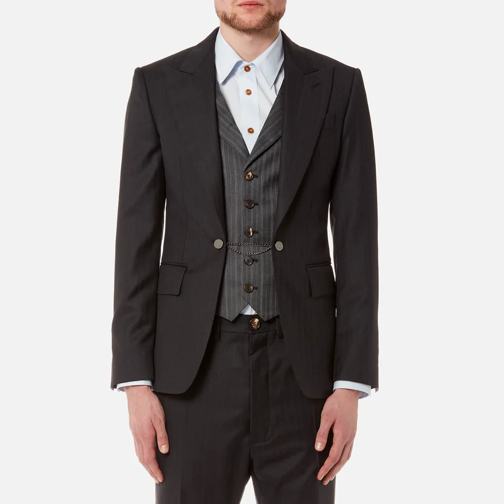 Vivienne Westwood Men's Morning Stripe Waistcoat Jacket - Black Image 1