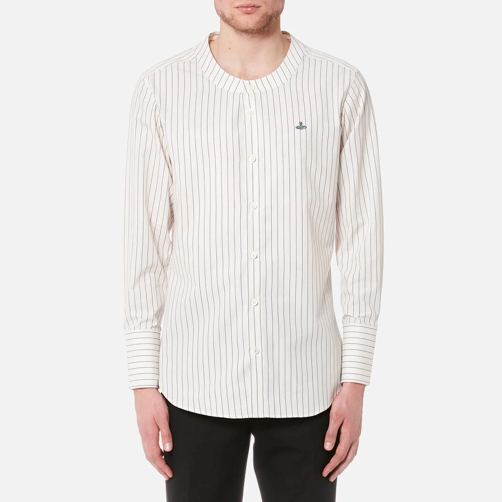 Vivienne Westwood Men's Poplin Low Neck Stripe Shirt - White Image 1