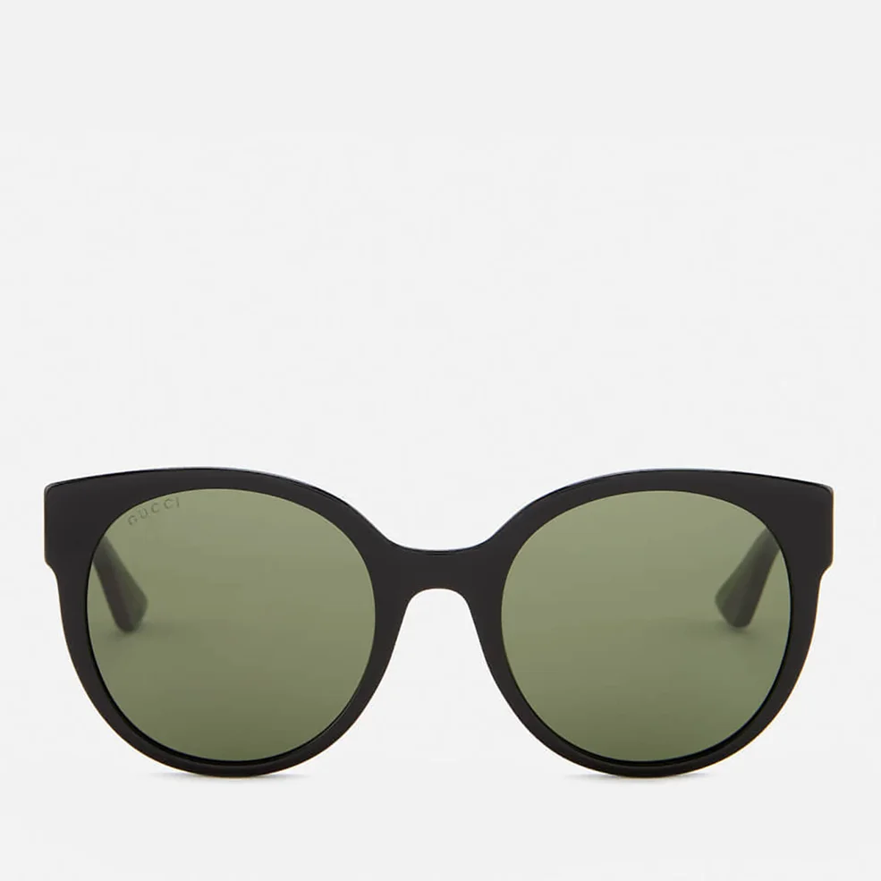 Gucci Women's Club Master Sunglasses - Black/Green - Black Image 1
