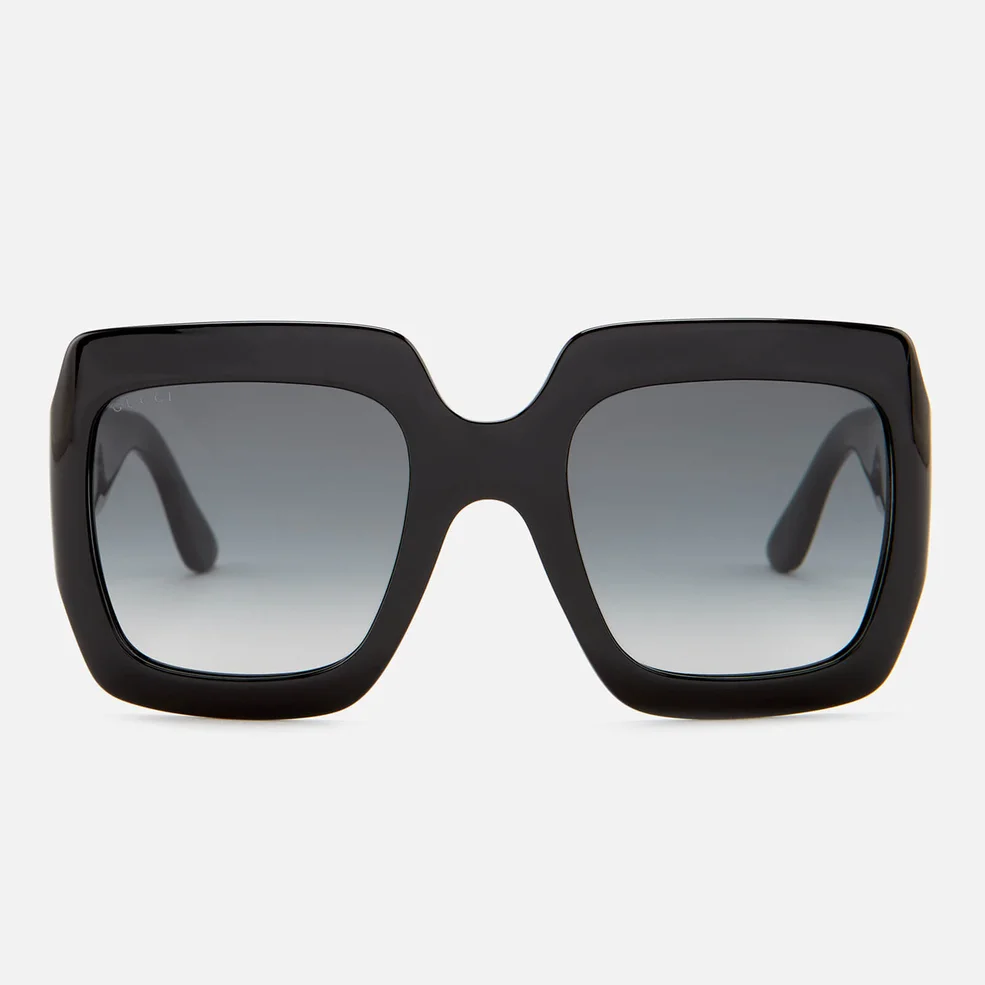 Gucci Women's Large Square Frame Sunglasses - Black/Grey Image 1