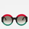 Gucci Women's Round Frame Sunglasses - Red/Black - Image 1