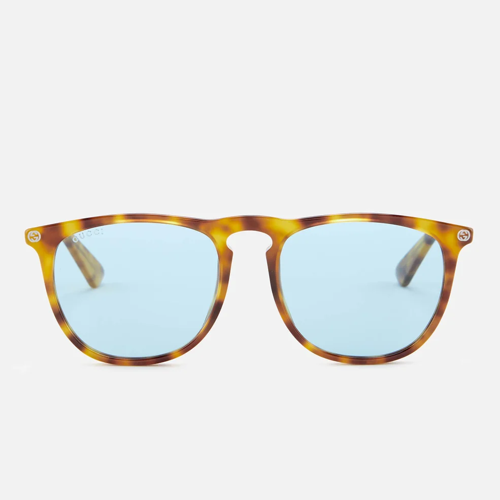 Gucci Men's Tortoise Frame Sunglasses - Blue Image 1