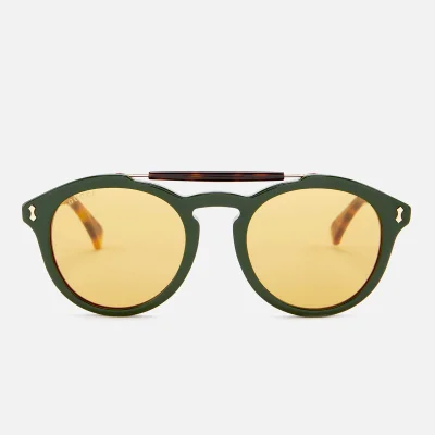 Gucci Men's Flip Top Aviator Sunglasses - Havana/Green