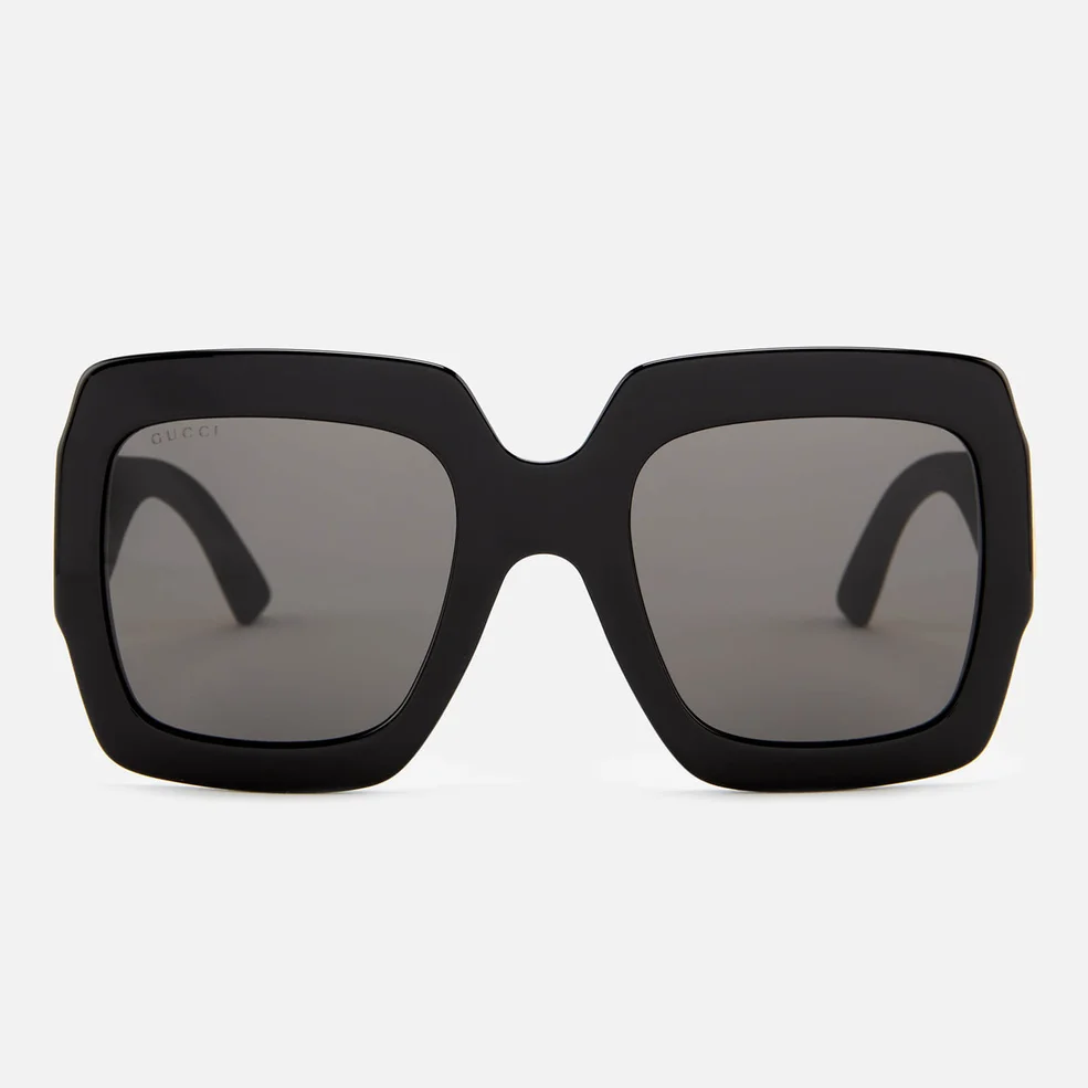 Gucci Women's Large Square Frame Sunglasses - Black/Gold Image 1