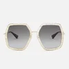 Gucci Women's Metal Square Frame Sunglasses - Gold/Brown - Image 1