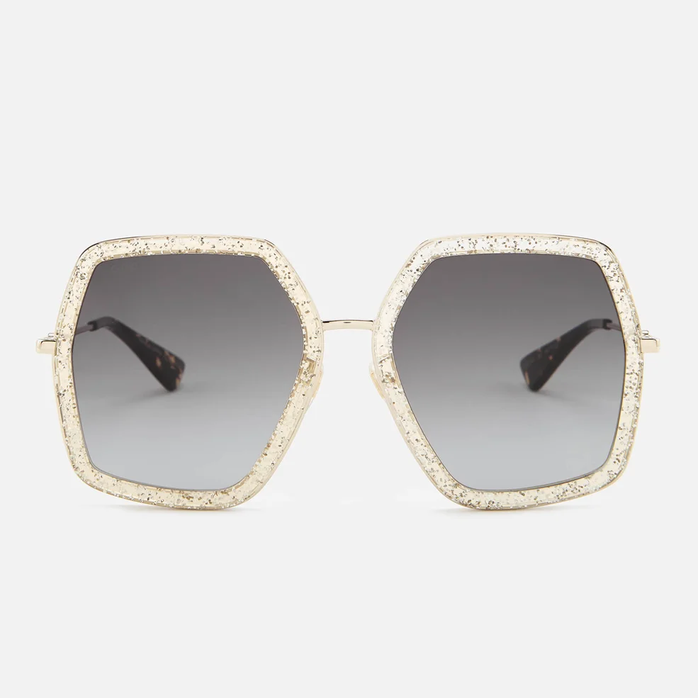 Gucci Women's Metal Square Frame Sunglasses - Gold/Brown Image 1