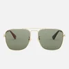 Gucci Men's Square Metal Frame Sunglasses - Gold/Green - Image 1