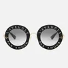 Gucci Women's Thick Acetate Round Sunglasses - Black/Gold - Image 1