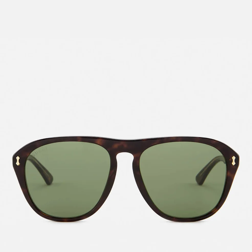 Gucci Men's Tortoise Shell Aviator Sunglasses - Havana/Green Image 1