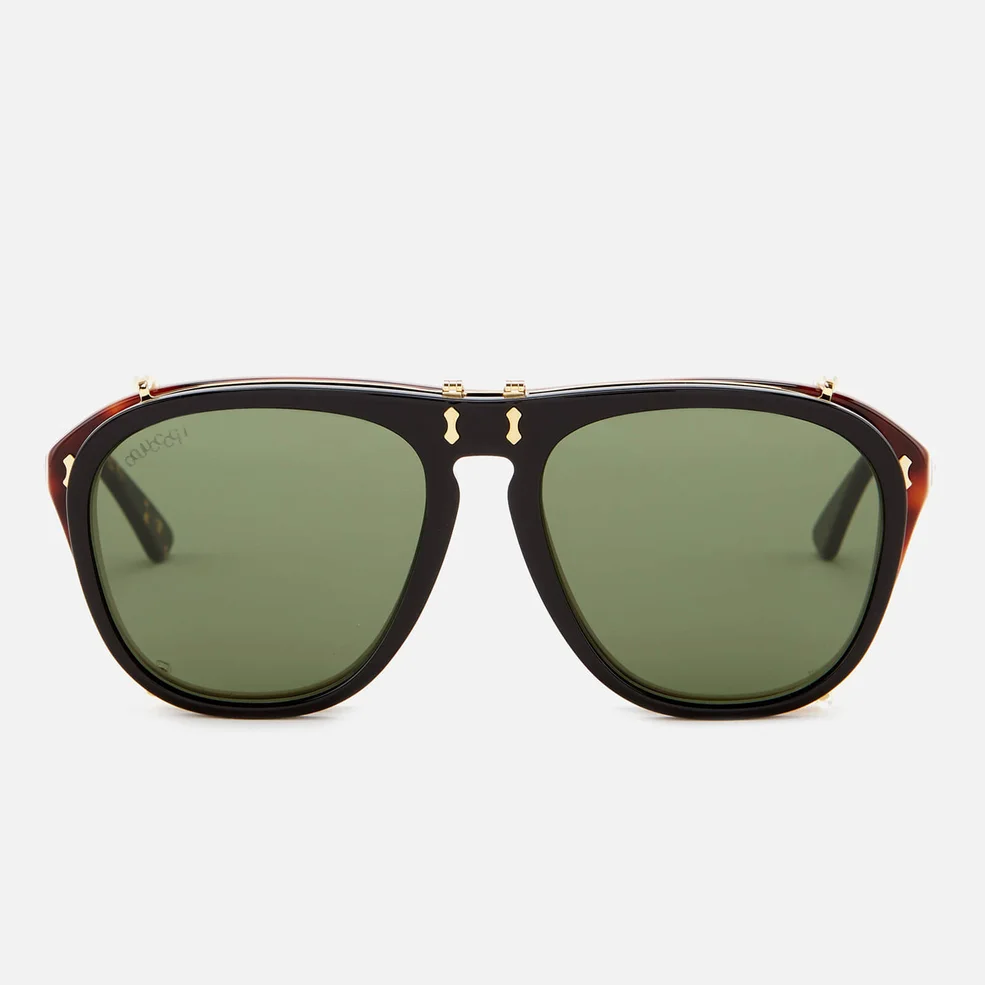 Gucci Men's Aviator Sunglasses - Green/Brown Image 1