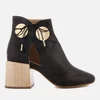 MM6 Maison Margiela Women's Ankle Boot with Cut Out Side and Wooden Block Heels - Black - Image 1