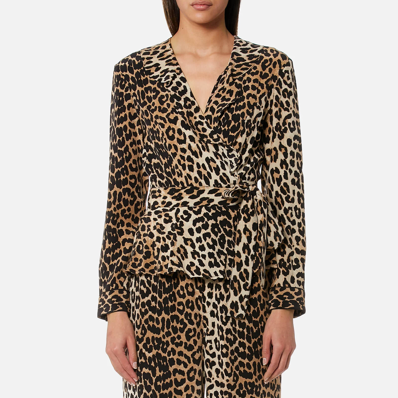 Ganni Women's Fayette Silk Top - Leopard Image 1