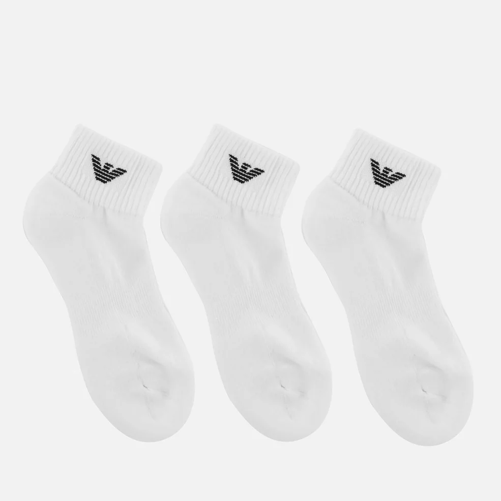 Emporio Armani Men's Sponge Cotton Short Socks - Bianco Image 1