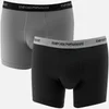 Emporio Armani Men's Cotton Stretch 2 Pack Boxer Shorts - Black and Grey - Image 1