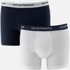 Emporio Armani Men's Cotton Stretch 2 Pack Boxer Shorts - White and Navy Blue - Image 1