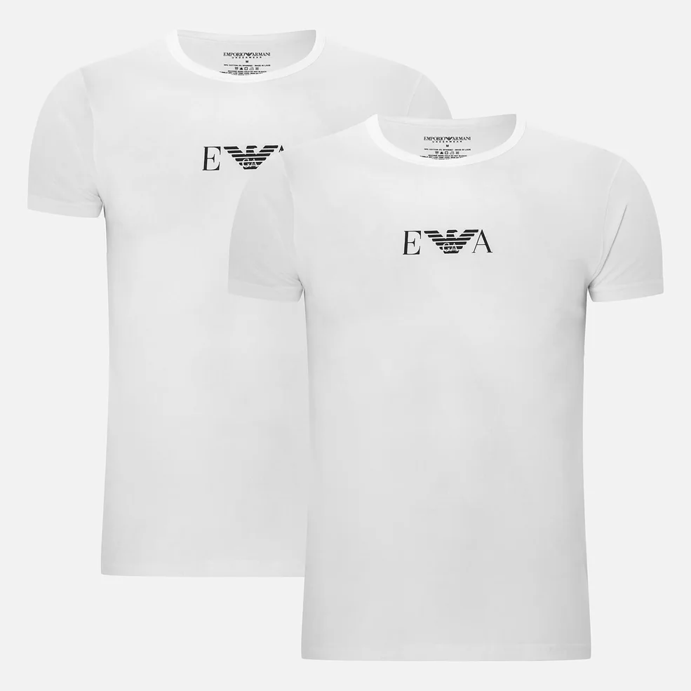 Emporio Armani Men's 2 Pack Cotton Stretch Crew Neck T-Shirt - Bianco Image 1
