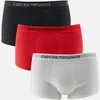 Emporio Armani Men's Pure Cotton 3 Pack Trunks - Bianco Rosso Nero - Image 1