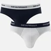Emporio Armani Men's Cotton Stretch 2 Pack Briefs - White and Navy Blue - Image 1
