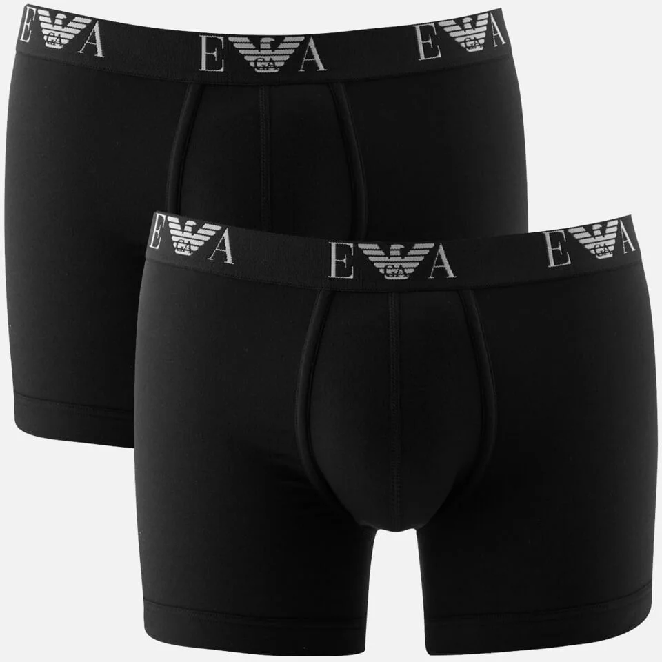 Emporio Armani Men's 2 Pack Cotton Stretch Boxer Shorts - Nero Image 1