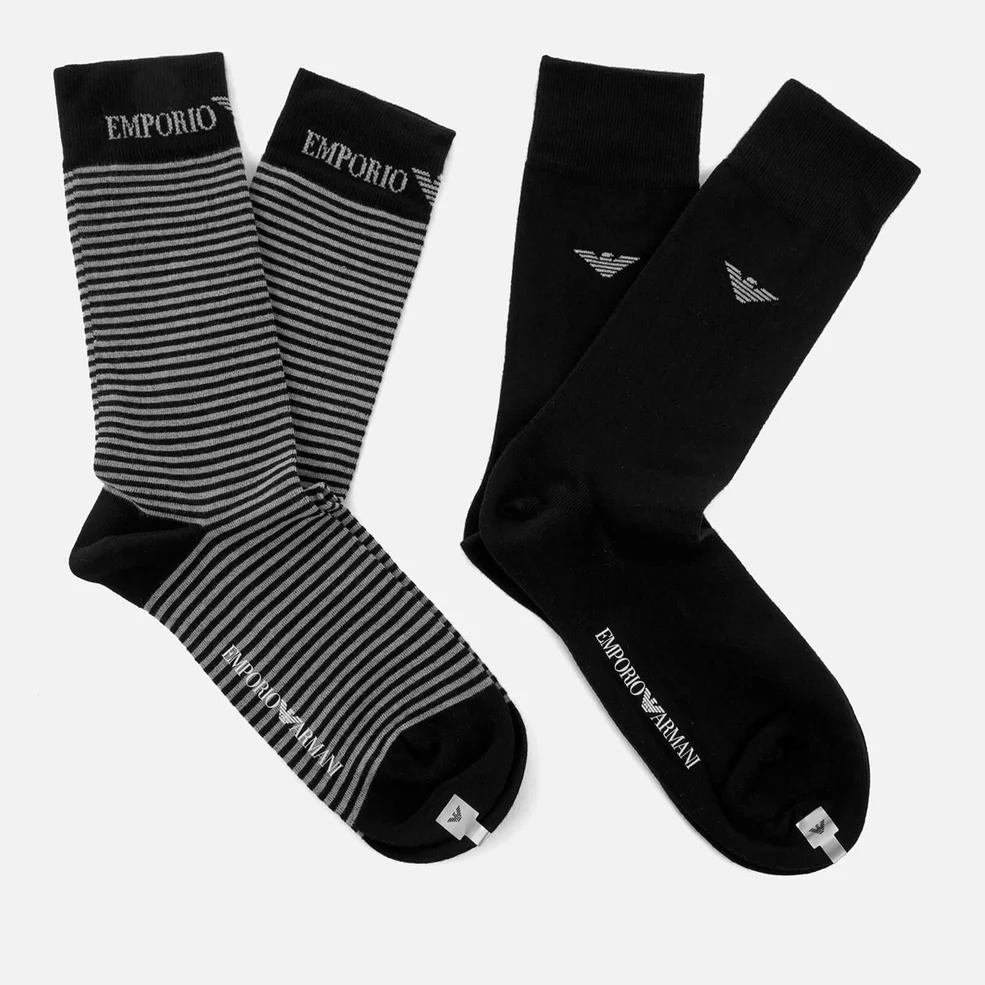 Emporio Armani Men's Combed Cotton Short Socks - Nero Image 1