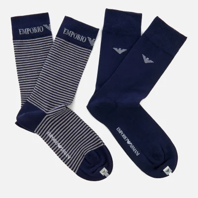 Emporio Armani Men's Combed Cotton Short Socks - Blu Navy