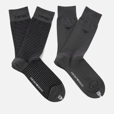Emporio Armani Men's Combed Cotton Short Socks - Anthracite